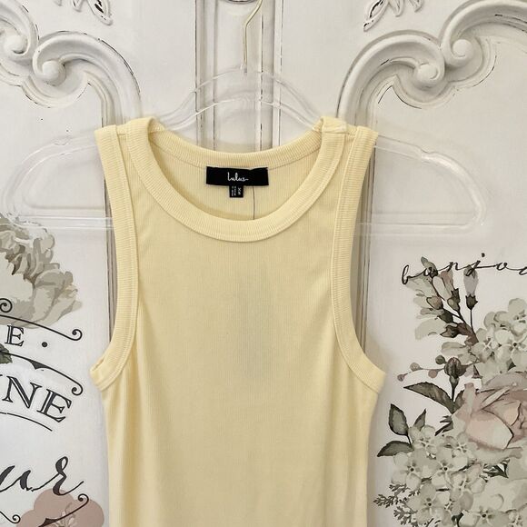 Lulus Majorly Trendy Dress Women's XS Light Yellow Midi Ribbed Bodycon NWT - Picture 7 of 12
